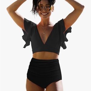 Chic Black Halter Bikini Set